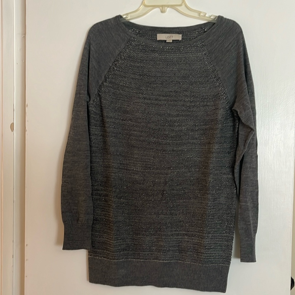 Gray, sparkly LOFT sweater, size medium
